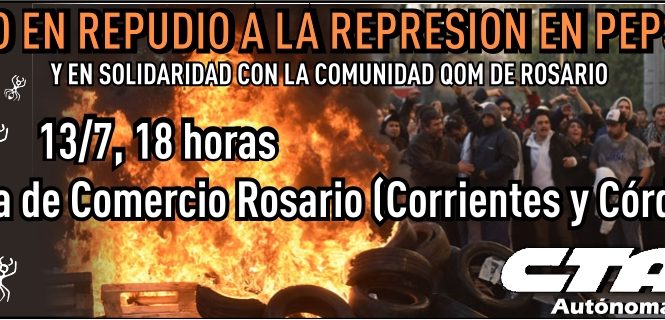 Acto en repudio a la represión en Pepsico y Barrio Qom Rosario